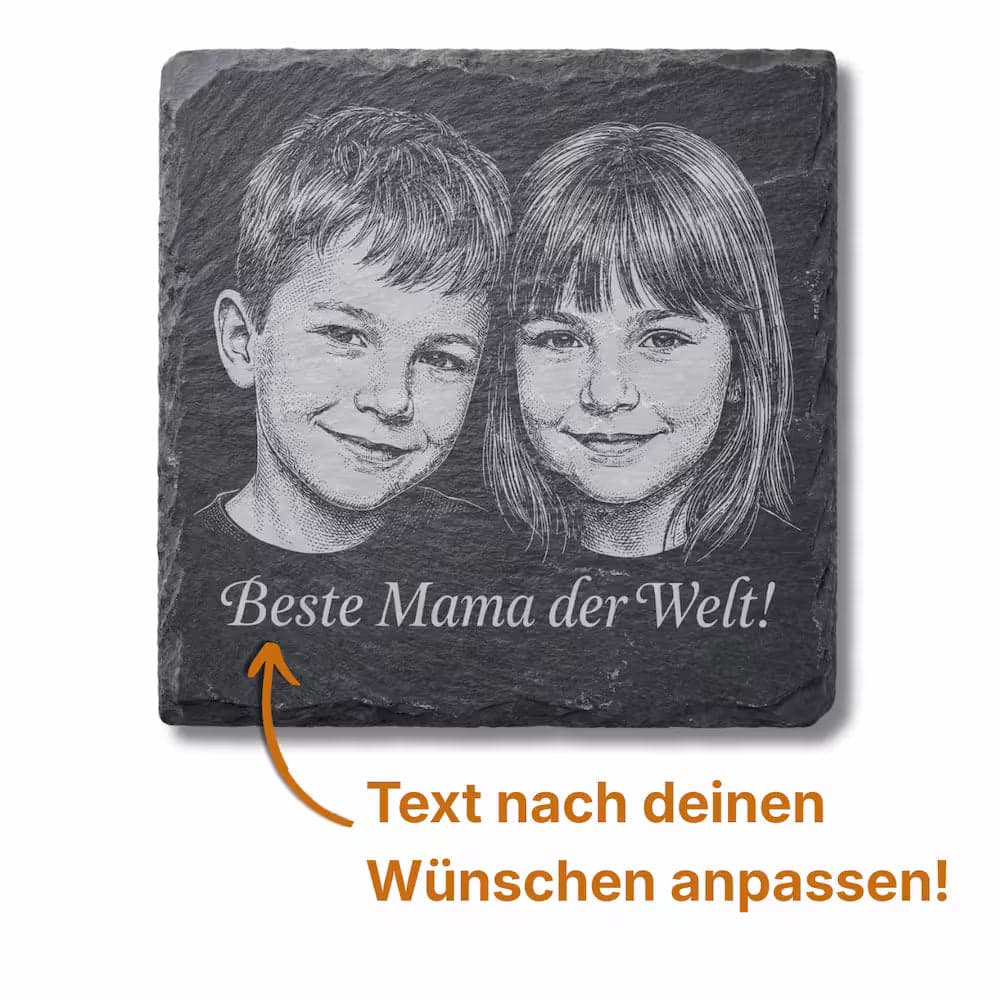 Schieferuntersetzer „Beste Oma der Welt“ – Geschenk Muttertag in Verwendung