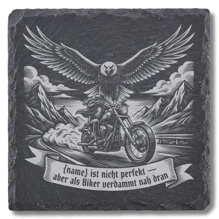 Schieferuntersetzer Biker Spruch Adler Chopper – Motorrad