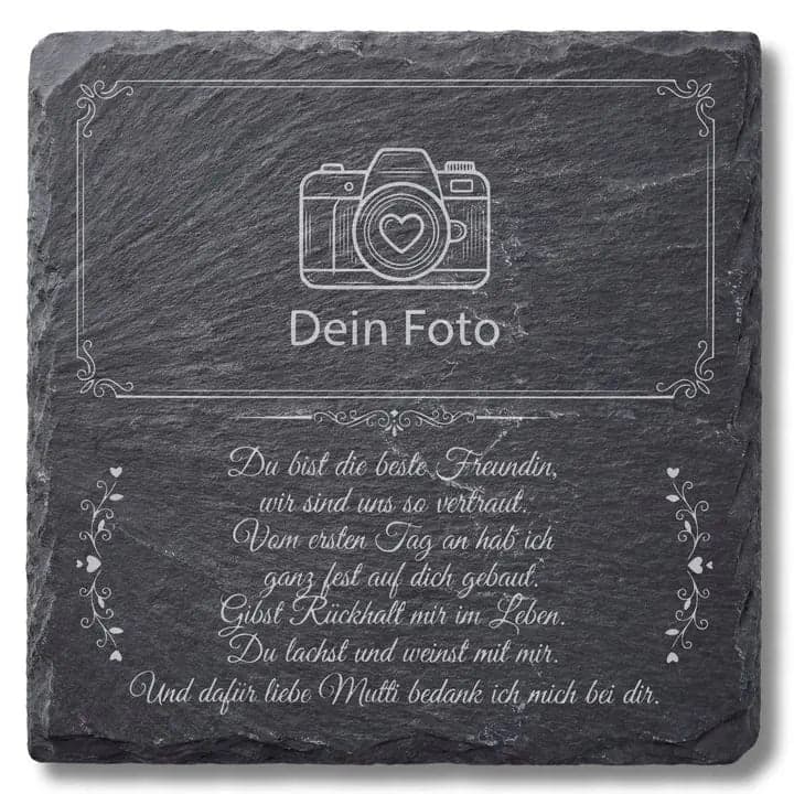 Schieferuntersetzer Muttertag Spruch „Beste Freundin“ mit Foto