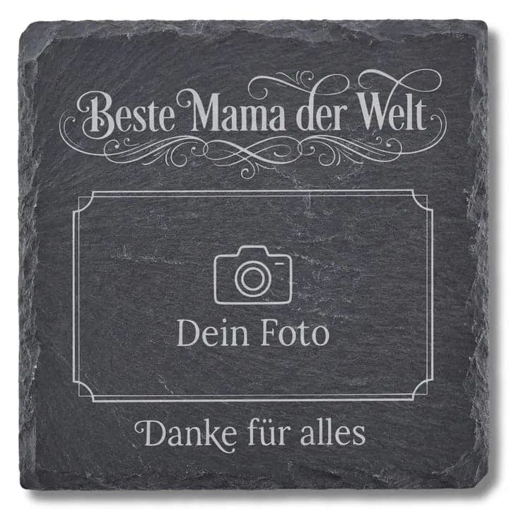 Schieferuntersetzer „Beste Mama“ mit Foto – Muttertag