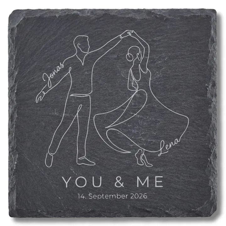 Schieferuntersetzer Tanzendes Paar – Hochzeit Geschenk