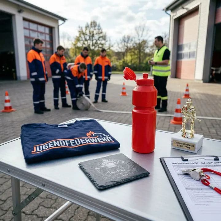 Schieferuntersetzer Feuerwehr Helm & Äxte – Personalisiert in Verwendung