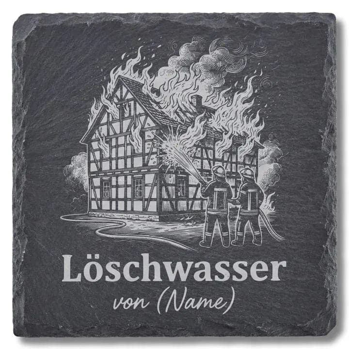 Schieferuntersetzer «Löschwasser» – Geschenk Feuerwehr
