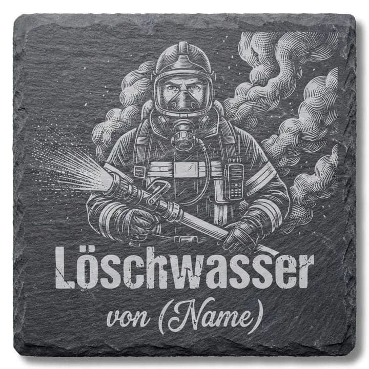 Schieferuntersetzer „Löschwasser“ – Geschenk Feuerwehr