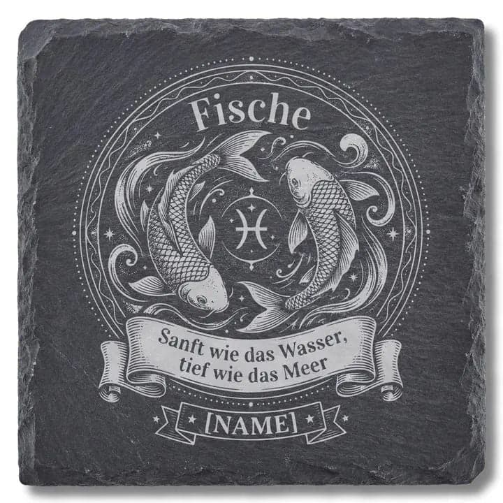 Schieferuntersetzer Fische Sternzeichen – Personalisiert