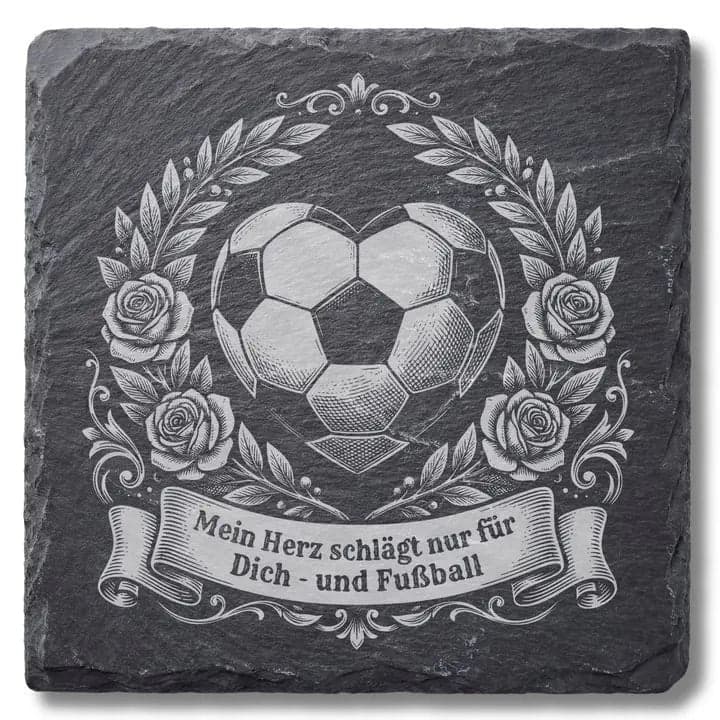 Schieferuntersetzer Spruch "Mein Herz schlägt..." – Fußball Liebe