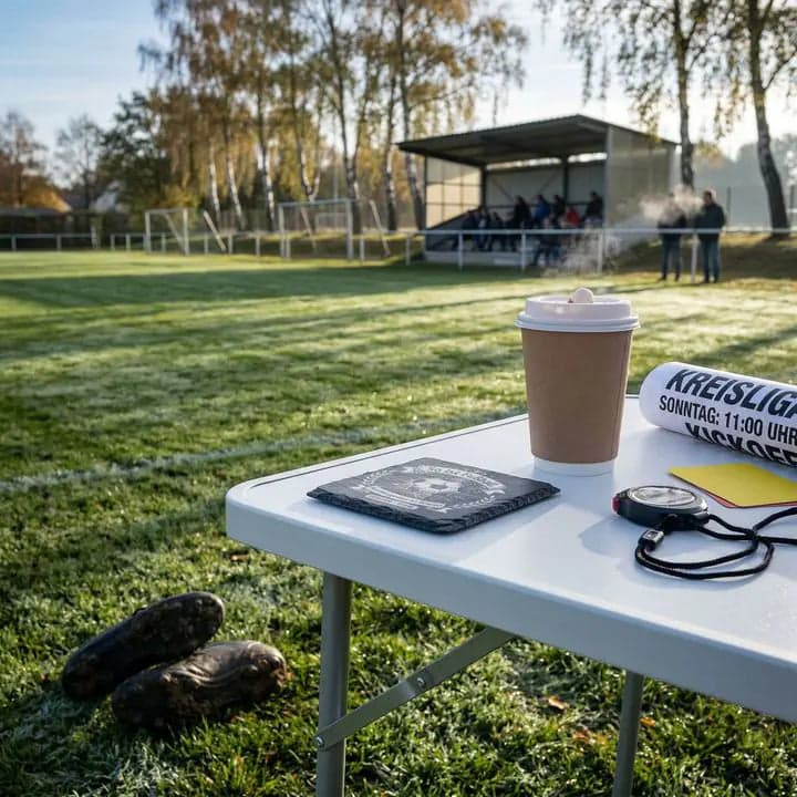 Schieferuntersetzer Fußball Spruch „So ist Fußball“ in Verwendung