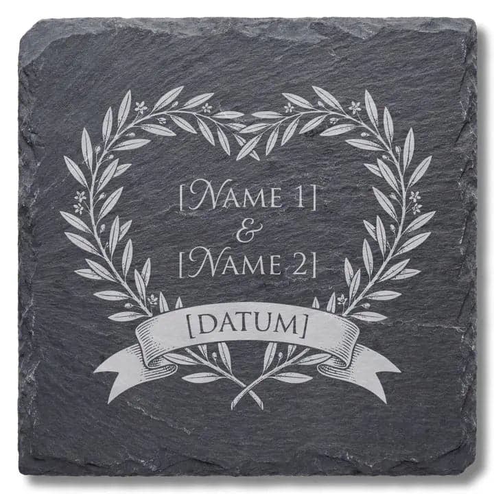 Schieferuntersetzer Hochzeit Namen & Datum – Geschenk Brautpaar
