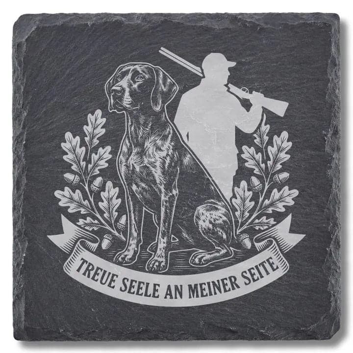 Schieferuntersetzer "Treue Seele" Jagdhund – Geschenk Jäger