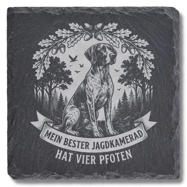 Schieferuntersetzer "Mein bester Jagdkamerad" – Jagdhund