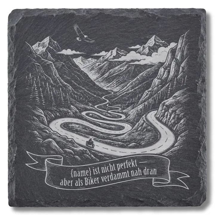 Schieferuntersetzer Biker Spruch Bergpass – Motorrad