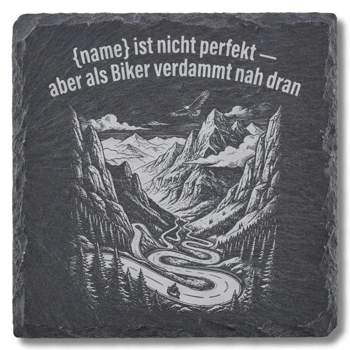 Schieferuntersetzer Biker Spruch – Geschenk Motorradfahrer