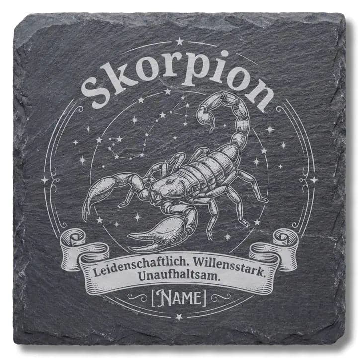 Schieferuntersetzer Skorpion Sternzeichen – Personalisiert