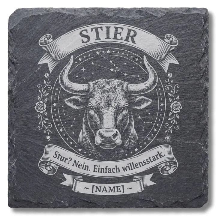 Schieferuntersetzer Stier Sternzeichen – Personalisiert