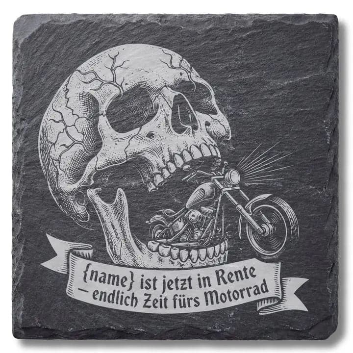Schieferuntersetzer Rente Motorrad Spruch – Biker Geschenk