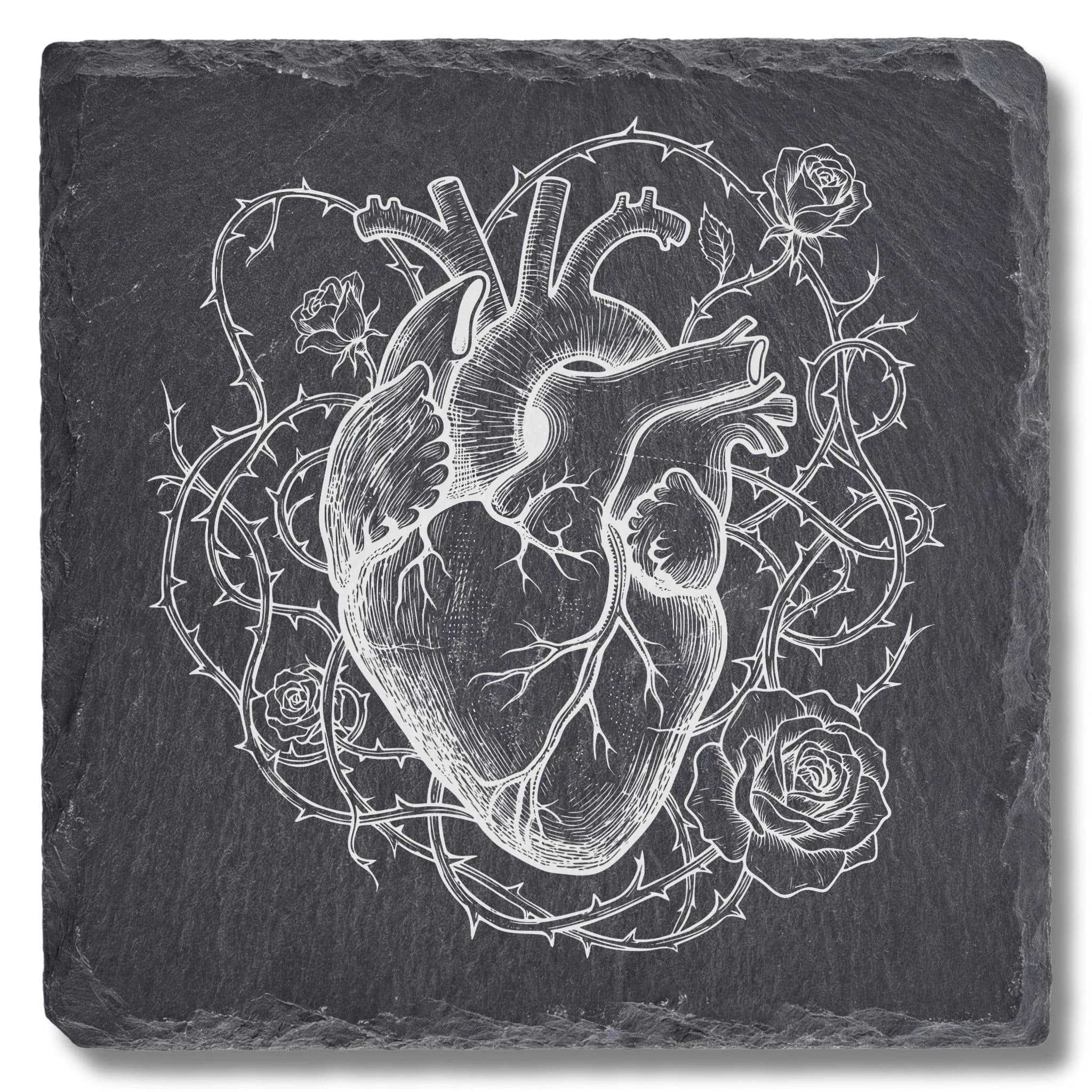 Gothic Geschenk – Anatomisches Herz mit Dornen, Schiefer