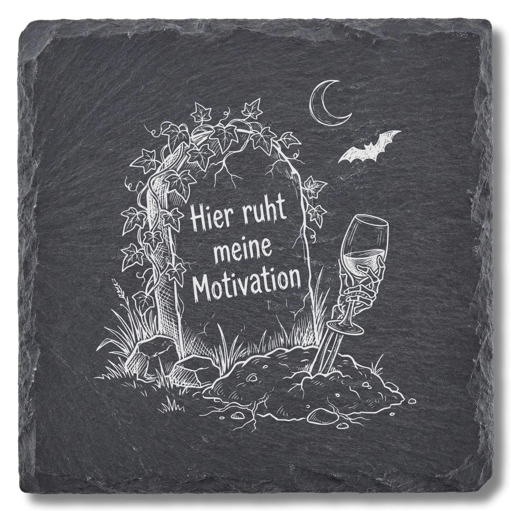 Lustiger Halloween Schieferuntersetzer – Hier ruht … | Wunschtext