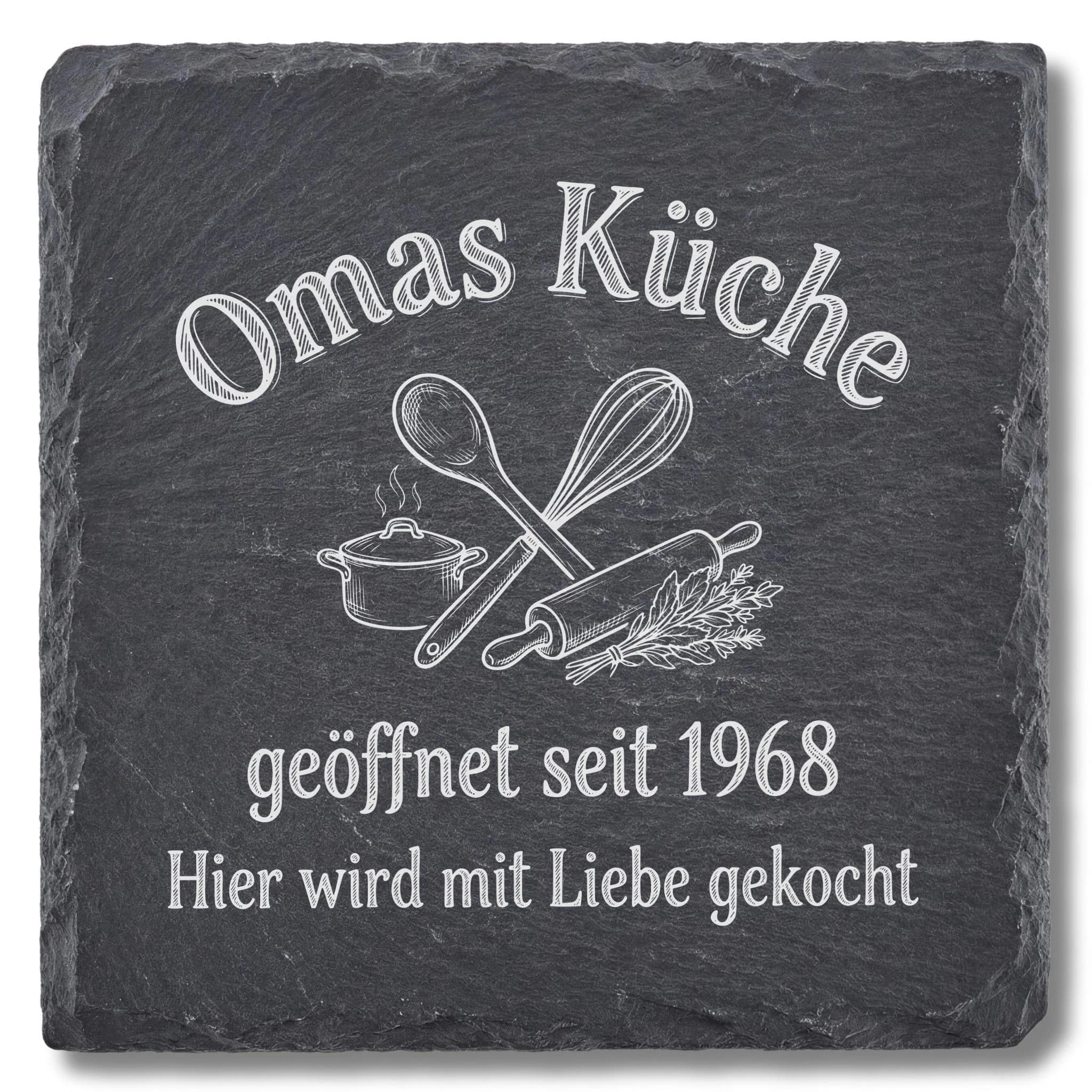 Omas Küche Schieferuntersetzer – Hier wird mit Liebe gekocht