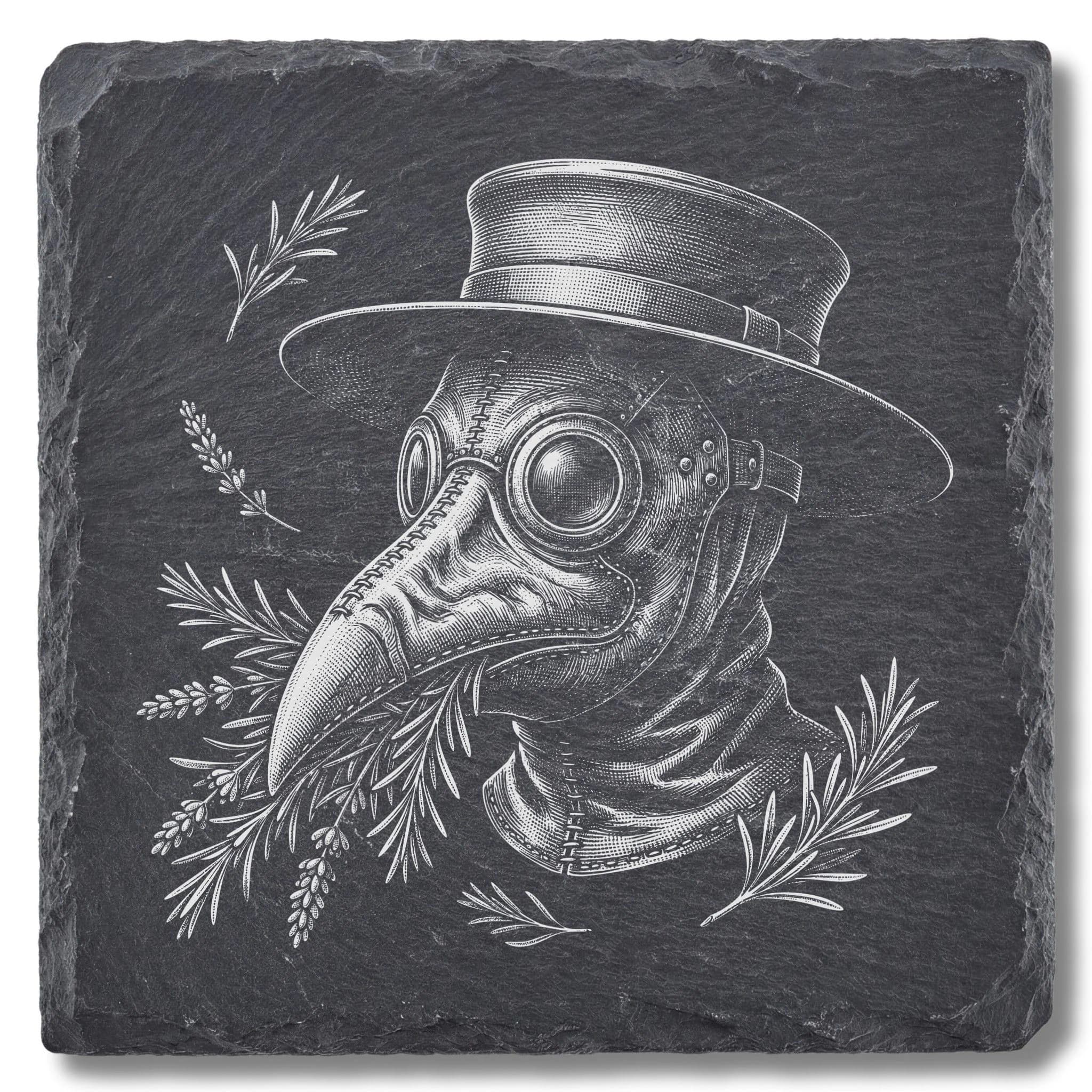 Gothic Geschenk – Pestdoktor-Maske graviert auf Schiefer