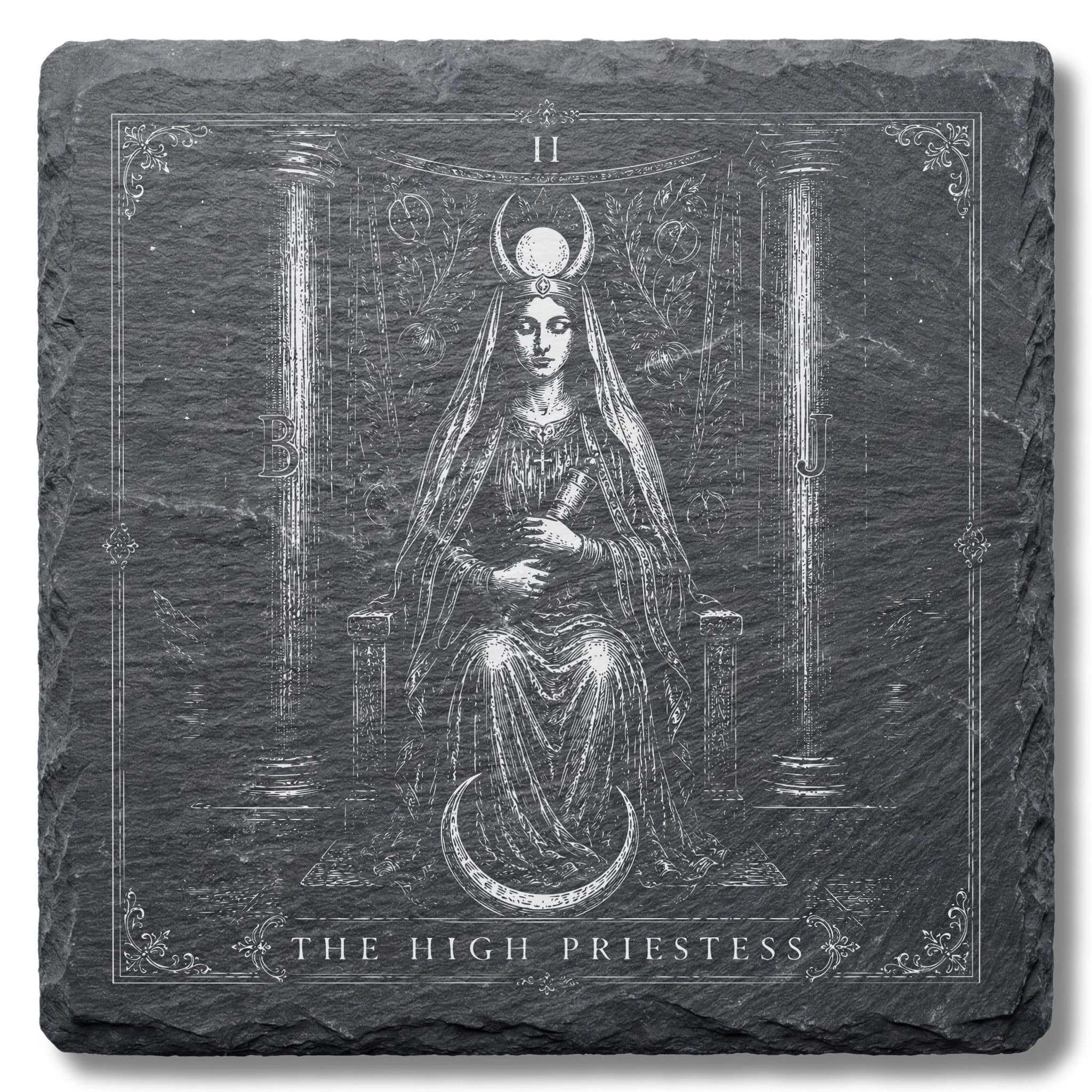 Tarot Schieferuntersetzer – Die Hohepriesterin
