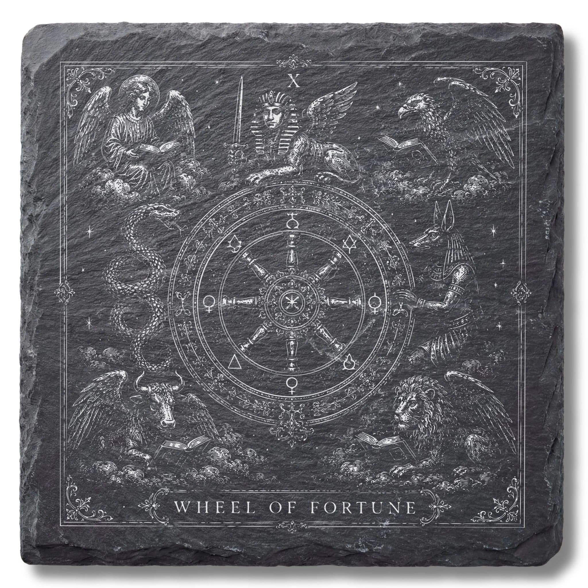 Tarot Schieferuntersetzer – Das Schicksalsrad (Wheel)
