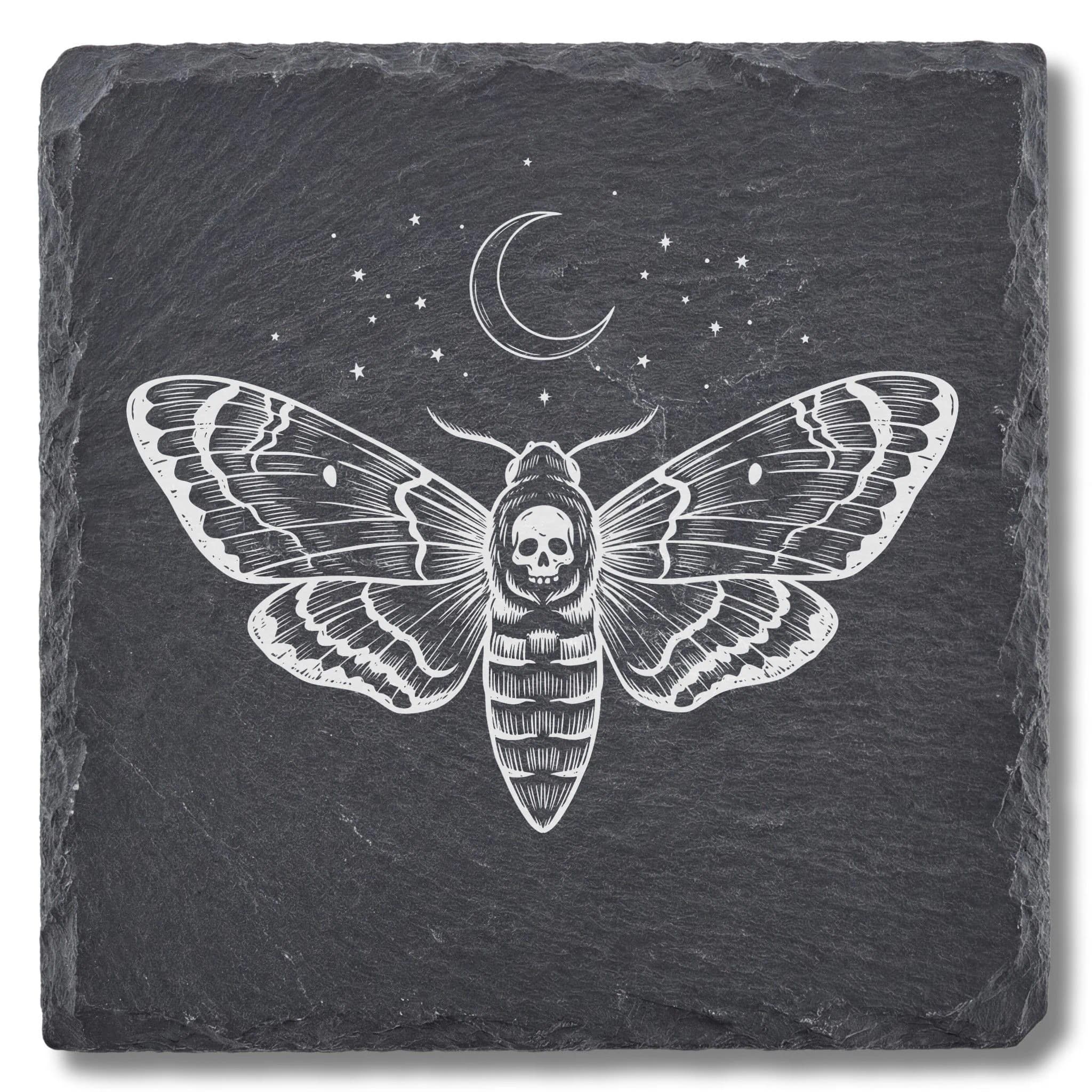 Gothic Schieferuntersetzer – Totenkopfschwärmer & Mond