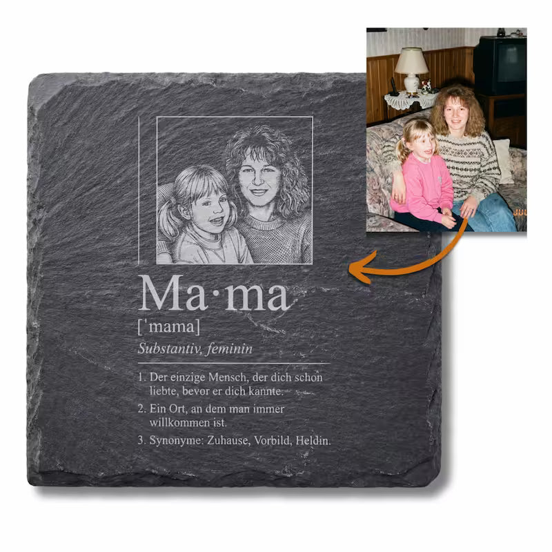 Schieferuntersetzer Mama Definition Foto – Geschenk Muttertag