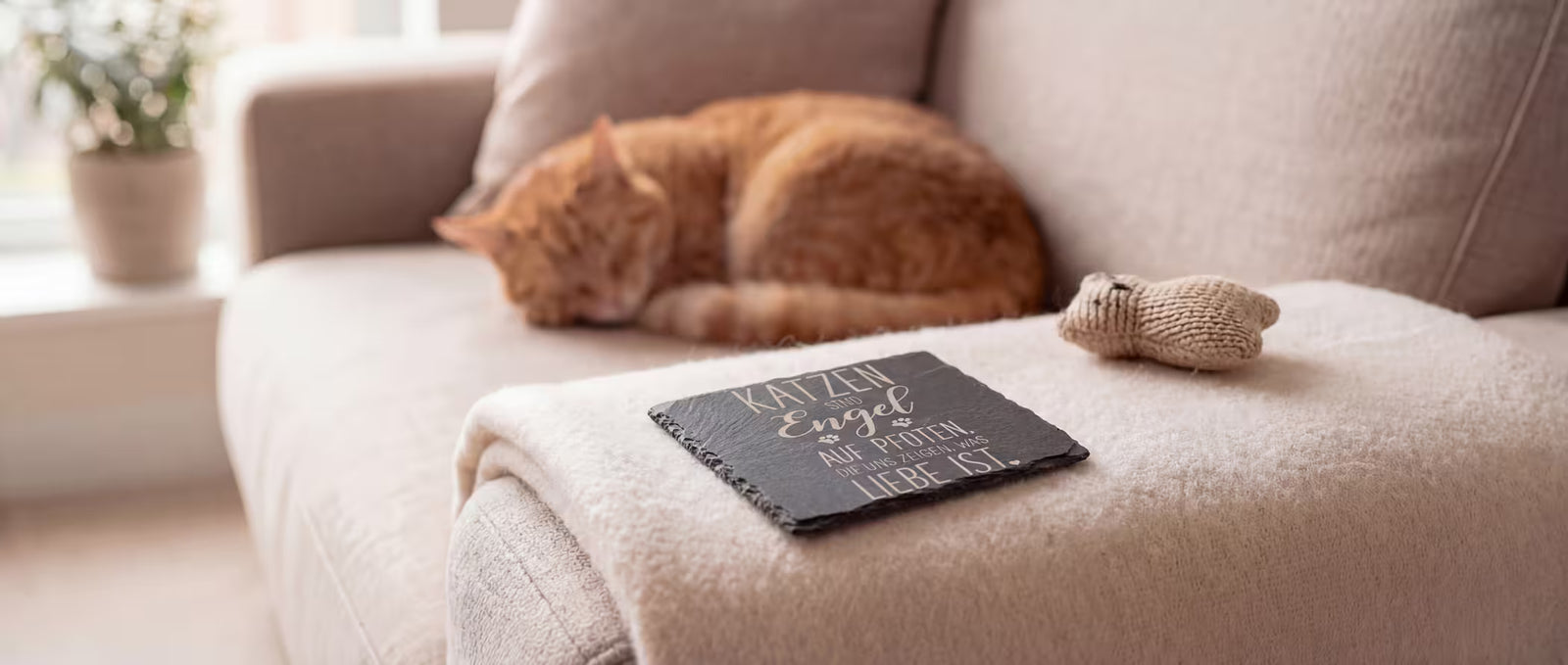 Personalisierter Schieferuntersetzer mit Katzen-Gravur