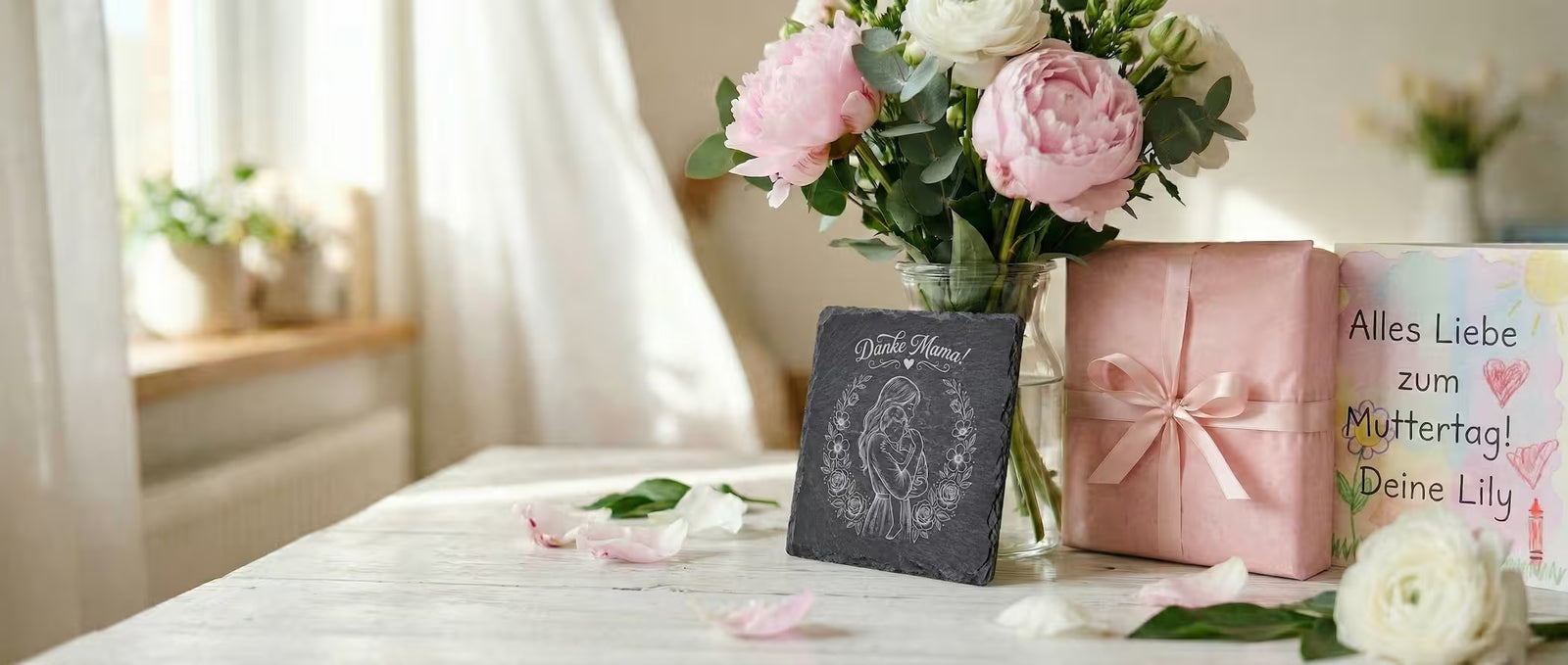 Personalisierter Schieferuntersetzer als Muttertagsgeschenk