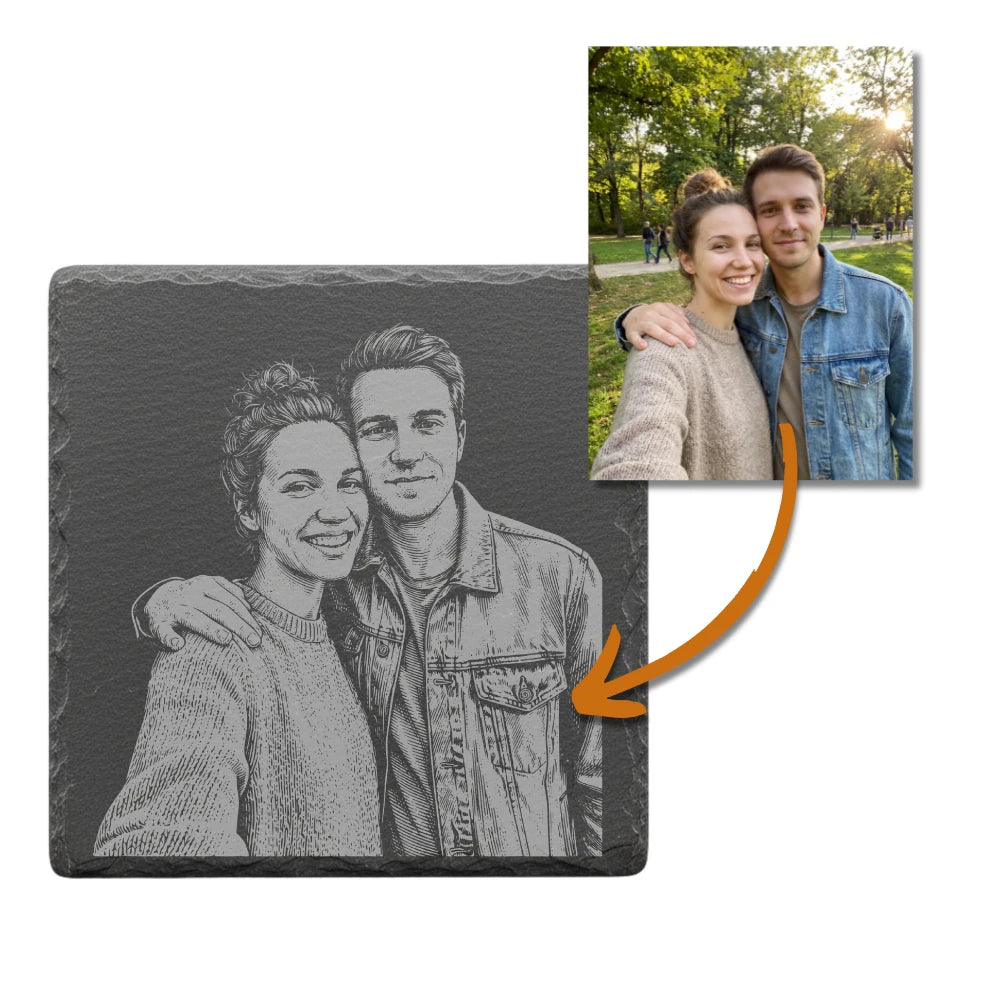 Schieferuntersetzer mit Gravur personalisiert