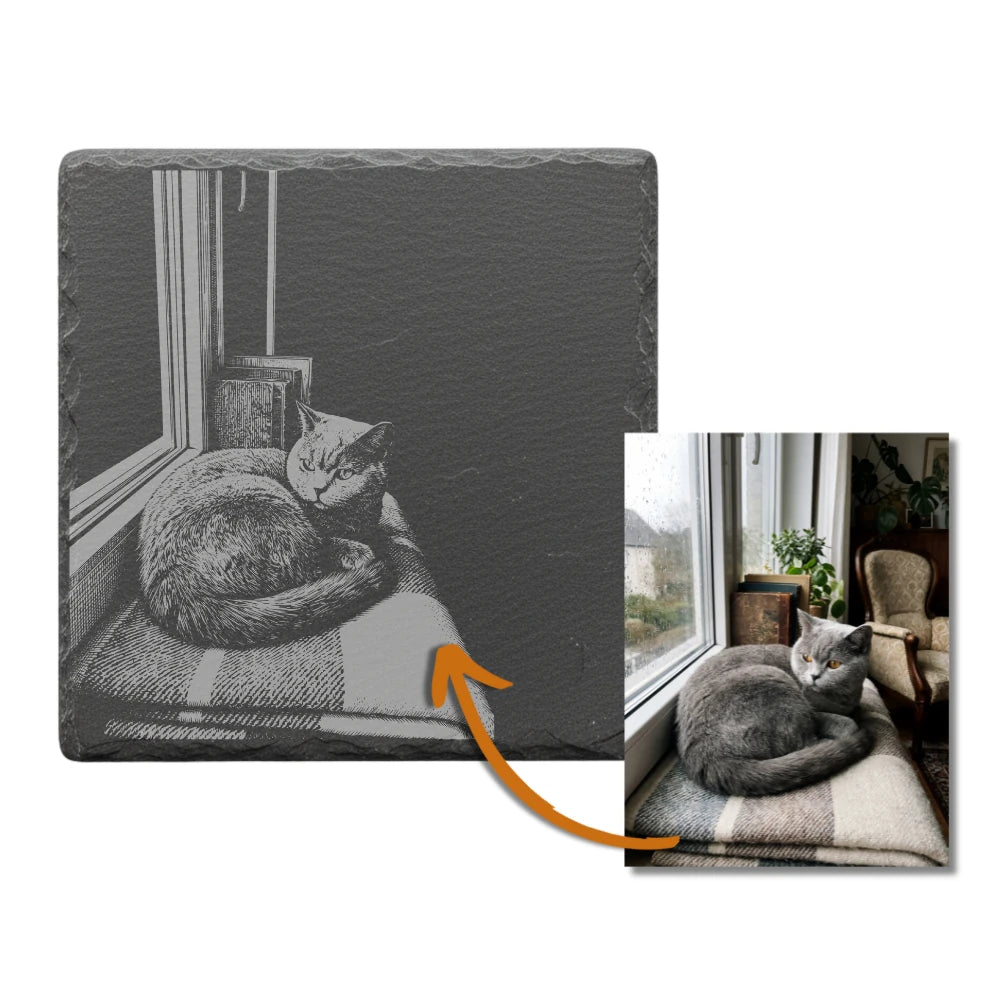 Schieferuntersetzer mit Gravur personalisiert