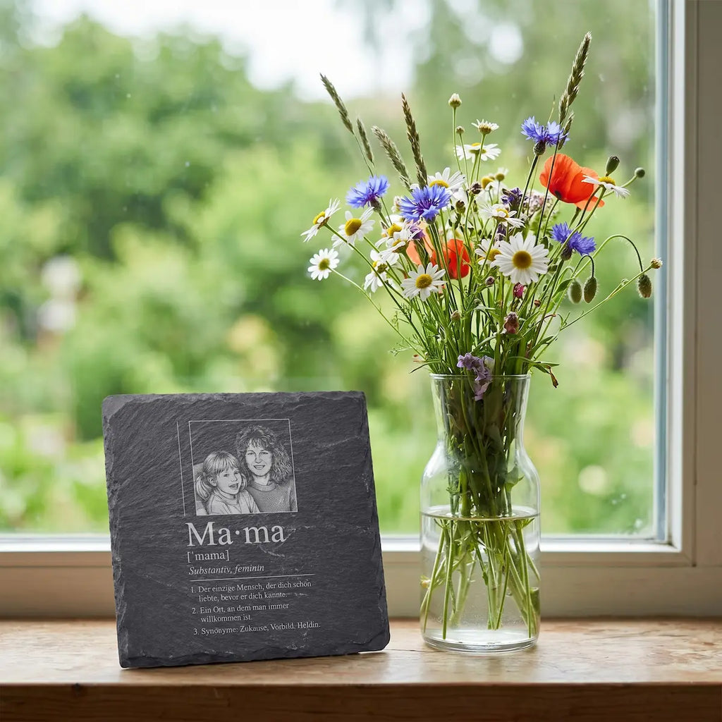 Schieferuntersetzer Mama Definition Foto – Geschenk Muttertag