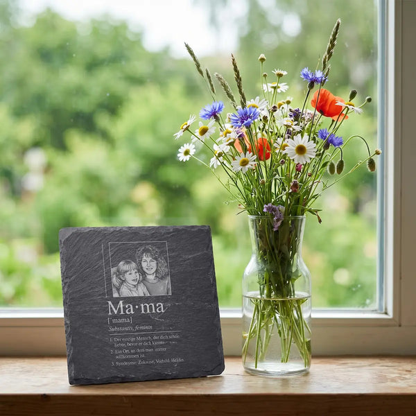 Schieferuntersetzer Mama Definition Foto – Geschenk Muttertag