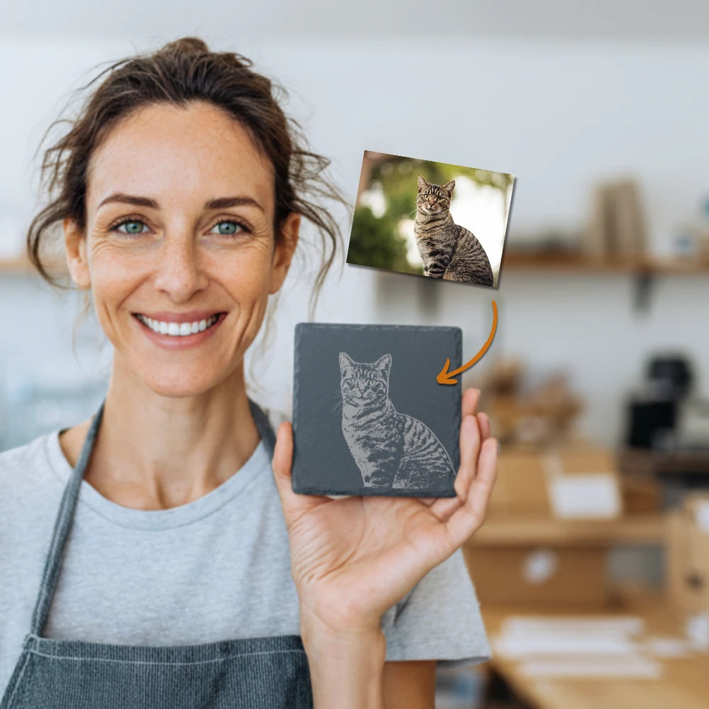 Schieferuntersetzer mit Gravur personalisiert
