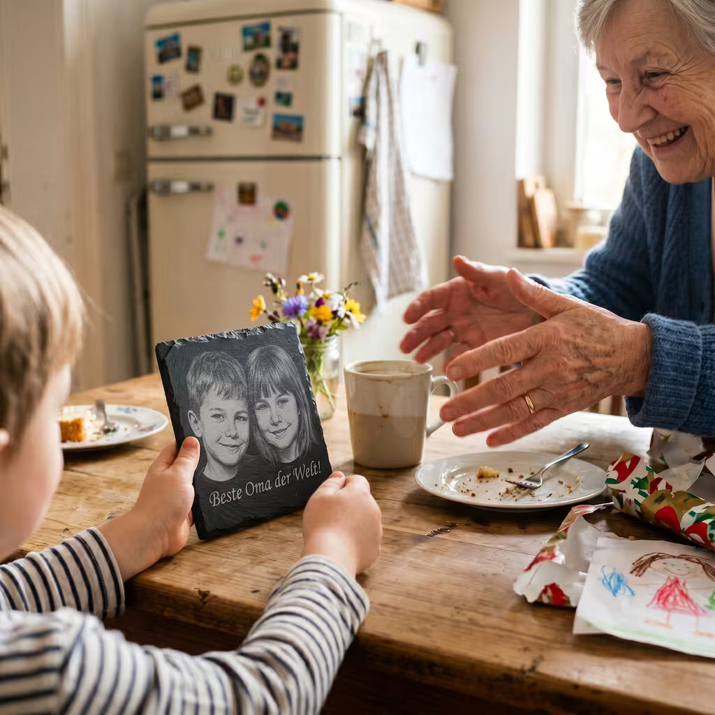 Schieferuntersetzer „Beste Oma der Welt“ – Geschenk Muttertag