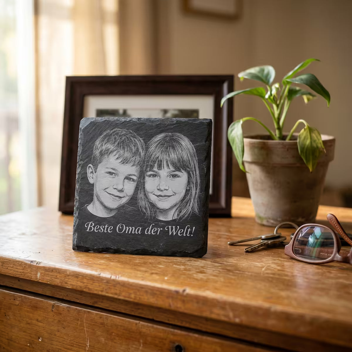Schieferuntersetzer „Beste Oma der Welt“ – Geschenk Muttertag