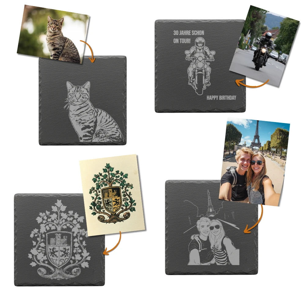Schieferuntersetzer mit Gravur personalisiert