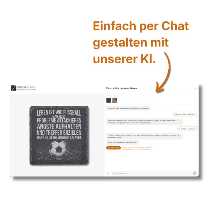 Schiefer Moment Untersetzer per KI-Chat individuell mit Wunschgravur personalisieren