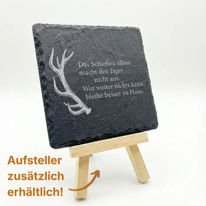 Vierer-Set Schiefer Untersetzer mit Gravurmotiv als Geschenkidee