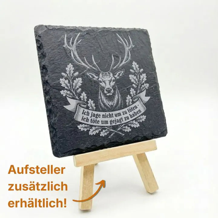 Vierer-Set Schiefer Untersetzer mit Gravurmotiv als Geschenkidee