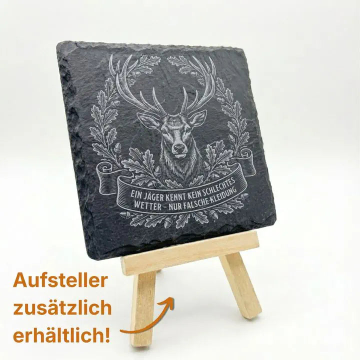 Vierer-Set Schiefer Untersetzer mit Gravurmotiv als Geschenkidee