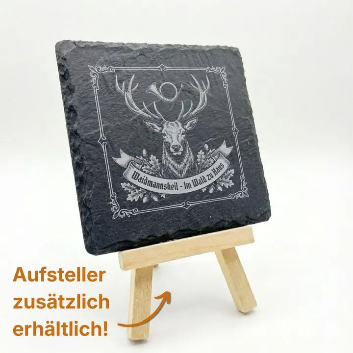 Vierer-Set Schiefer Untersetzer mit Gravurmotiv als Geschenkidee