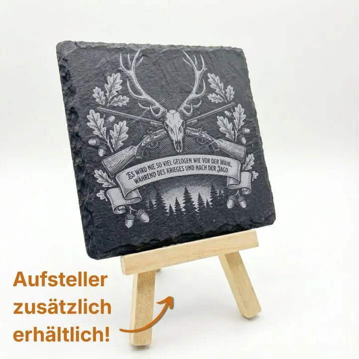 Vierer-Set Schiefer Untersetzer mit Gravurmotiv als Geschenkidee