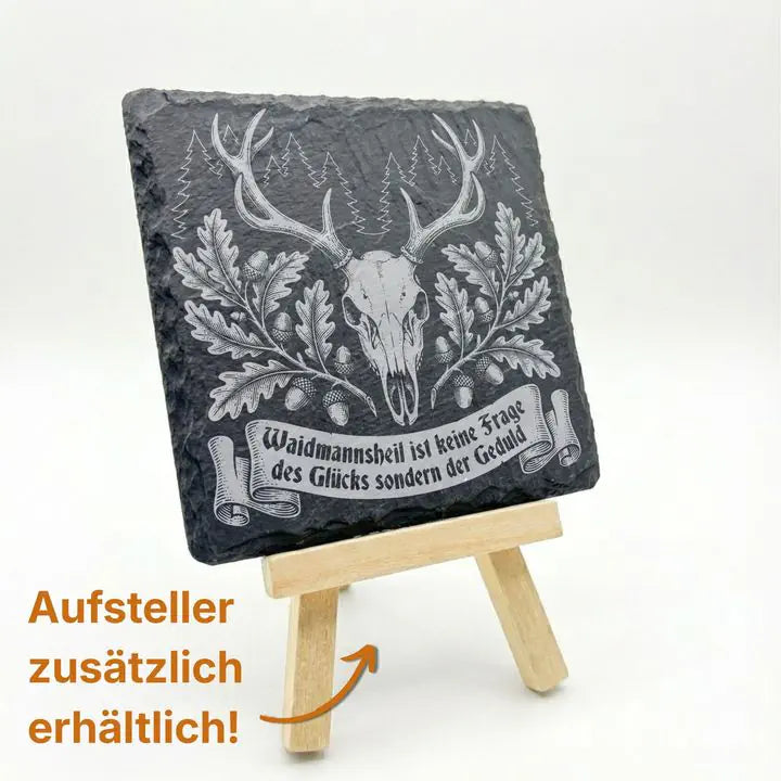 Vierer-Set Schiefer Untersetzer mit Gravurmotiv als Geschenkidee