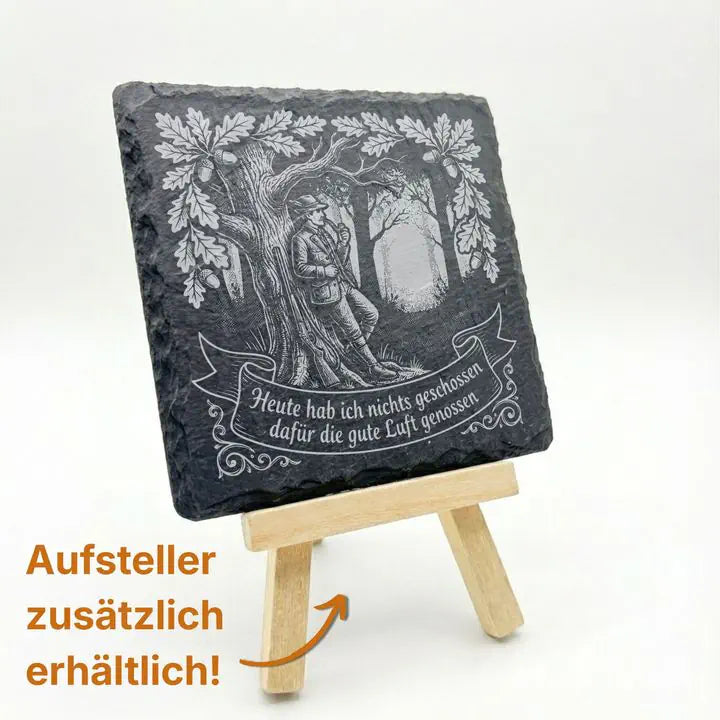 Vierer-Set Schiefer Untersetzer mit Gravurmotiv als Geschenkidee