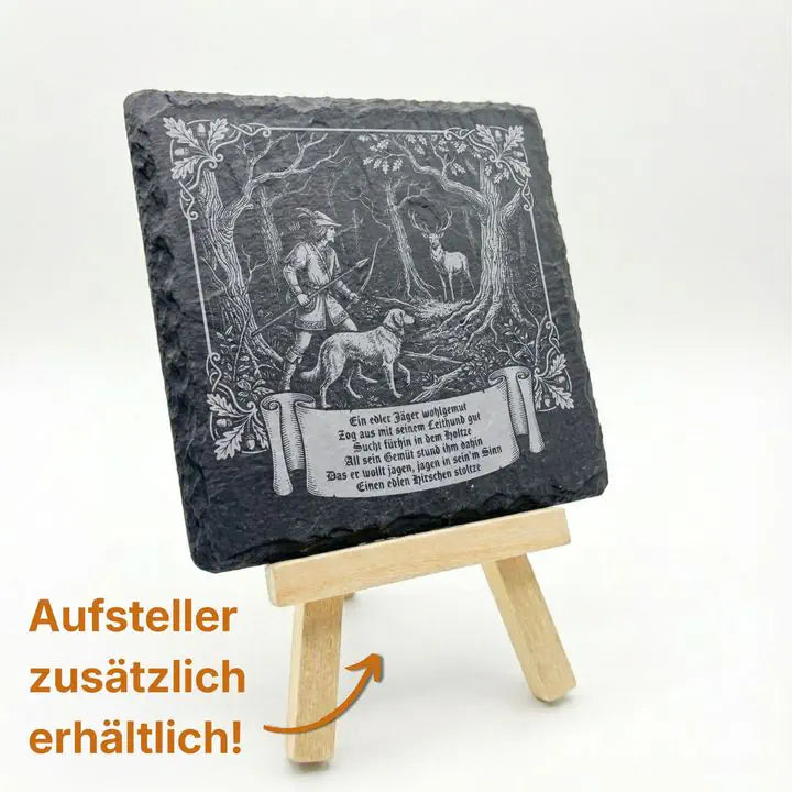 Vierer-Set Schiefer Untersetzer mit Gravurmotiv als Geschenkidee
