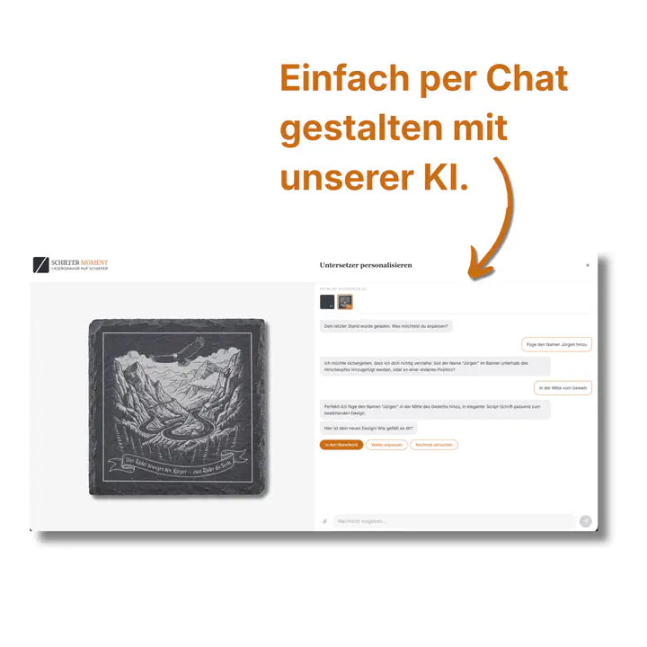 Schiefer Moment Untersetzer per KI-Chat personalisieren mit individuellem Motorrad-Design