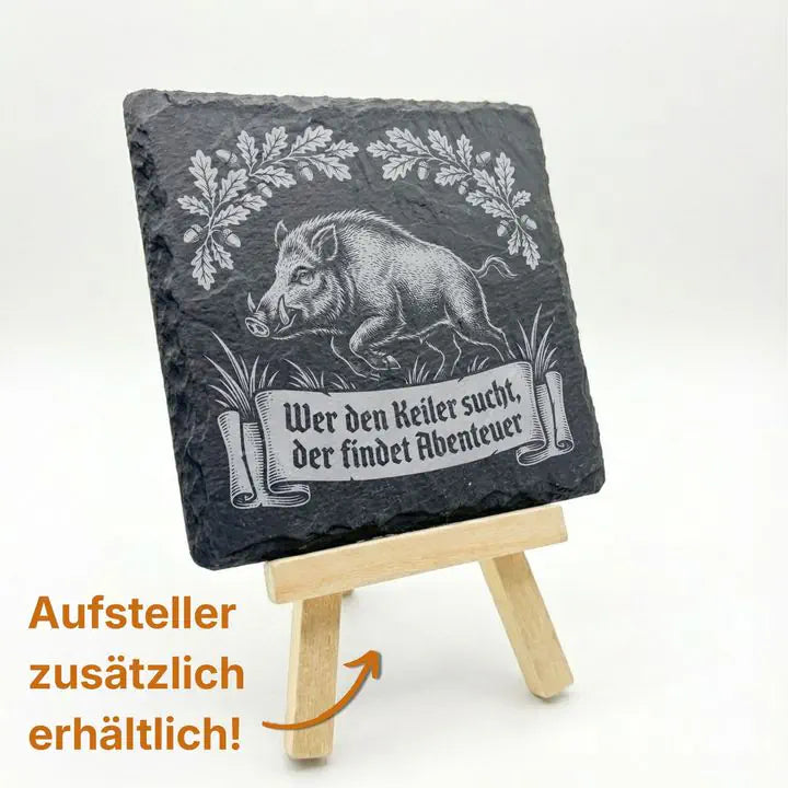 Vierer-Set Schiefer Untersetzer mit Gravurmotiv als Geschenkidee